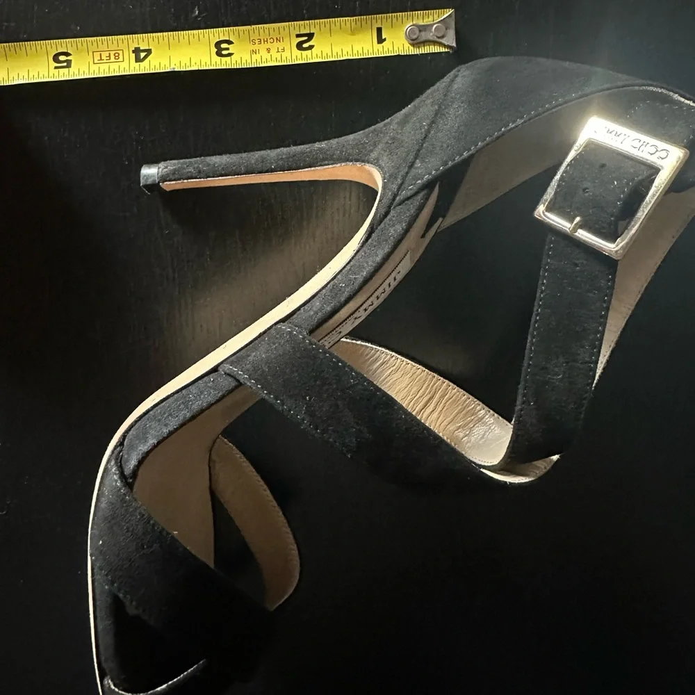 EUC Jimmy Choo Lottie Elegant Black Strappy Suede Heels, Black, 37, 7 - Picture 15 of 15